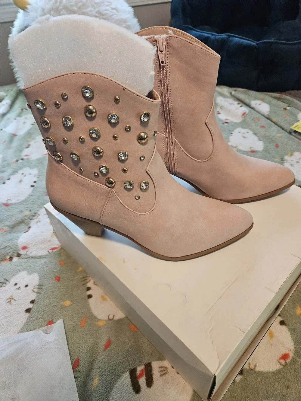 BRAND NEW ** Studded Pink Western Ankle Boots